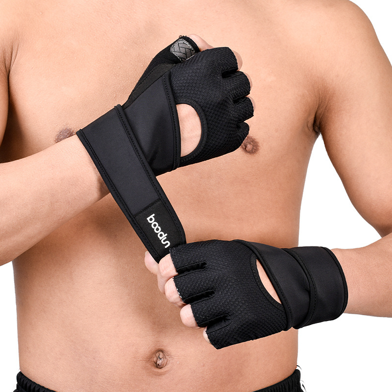 HBG 1685 hot selling gym gloves men weight lifting half finger wrist guard training gloves for Climbing fitness gloves custom