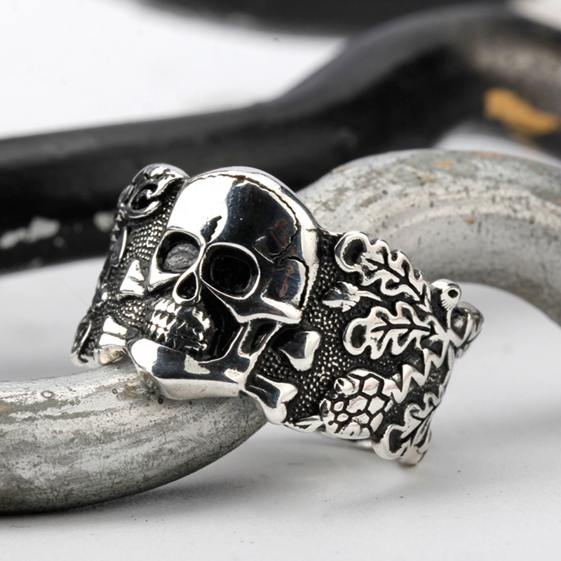 Wholesale S925 Sterling Silver Skull Men Rings Hip Pop Retro Punk Style Masonic Skull Ring for Man