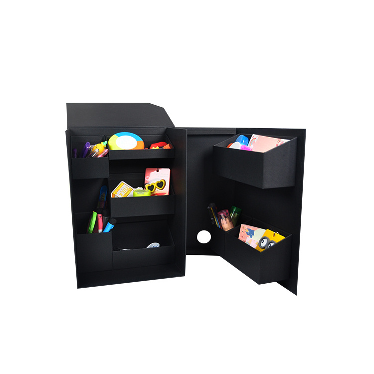 Foldable Stationary Pen Holder Office School Note Multifunctional Black Decorative Storage Cardboard Boxes Office Desk Organizer