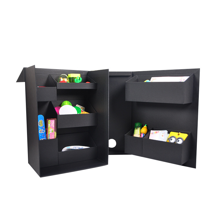 Foldable Stationary Pen Holder Office School Note Multifunctional Black Decorative Storage Cardboard Boxes Office Desk Organizer