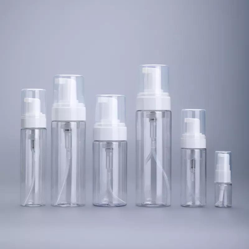 Free sample foam pump bottle 150ml,0.8cc 1.6cc empty custom clear foam pump bottles,42/410 soap foam pump bottle