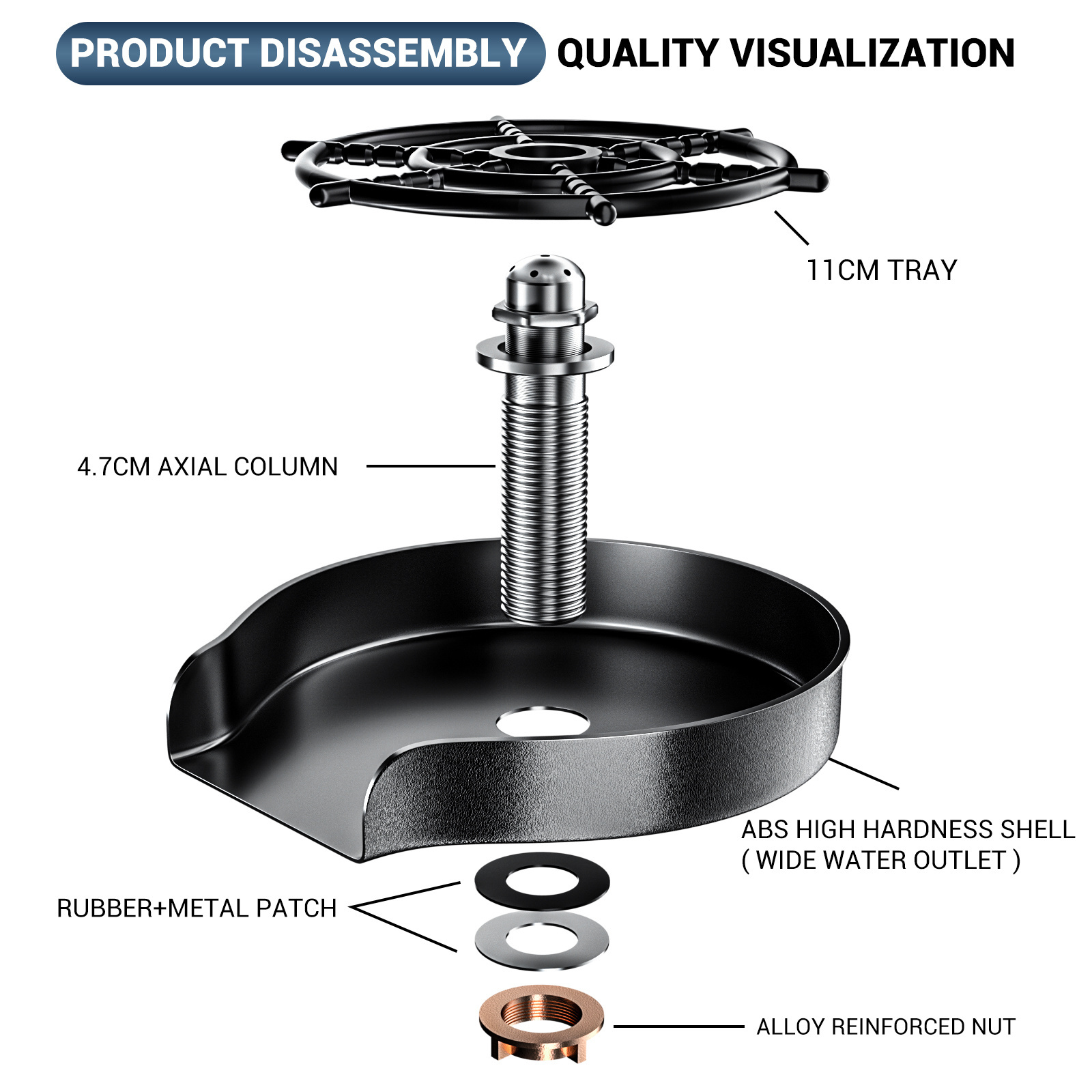 BOOMING Kitchen Sink Faucet Stainless Steel Bottle Washer Cup Washer Cleaner,High Pressure Automatic Spin Quick Bar Glass Rinser