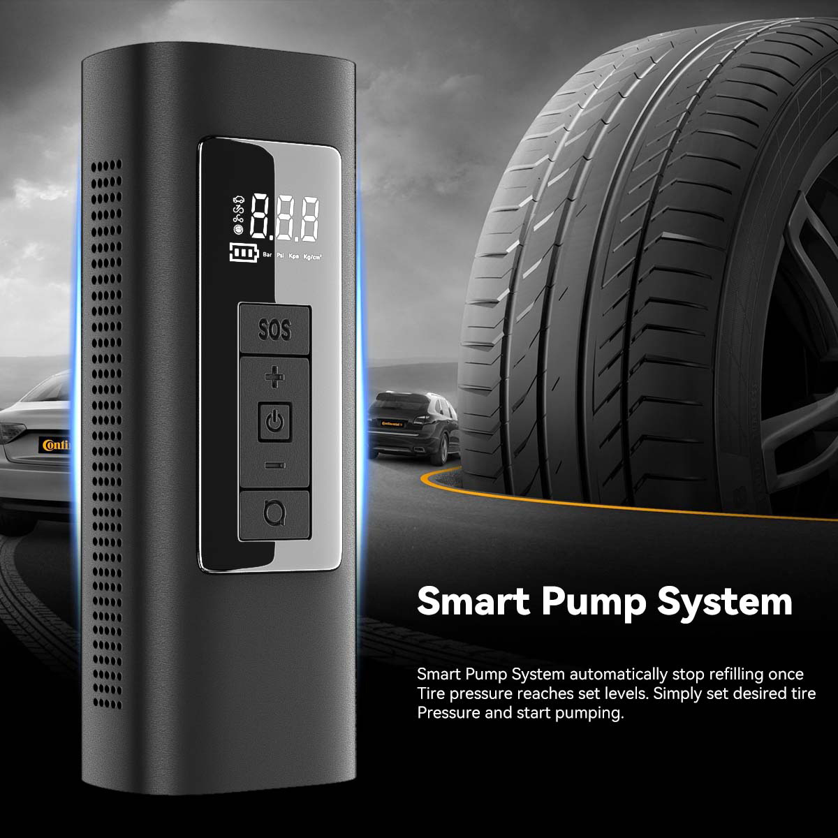 BOOMING Wireless Charging Vehicle-Mounted Car Hand-held Air Pump small car electric portable tire pump