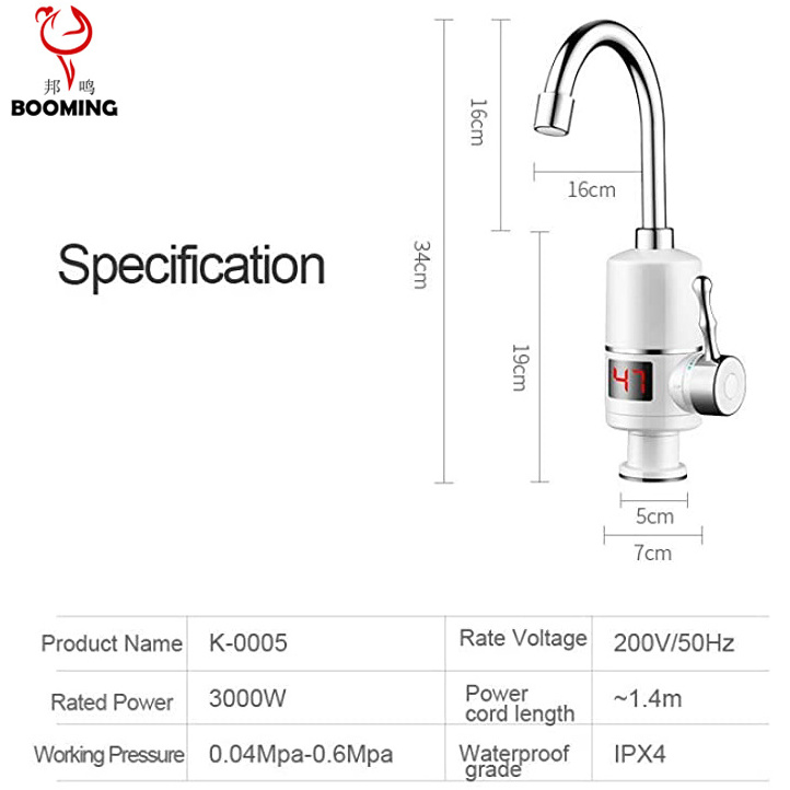 New Product Family Use Single Hole Quick Heating Electric Tap Water Faucet For Bathroom/Kitchen