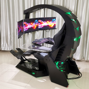 hot sale silla gamer workstation zero gravity recliner RGB LED light speaker predator thronos cockpit gaming chair