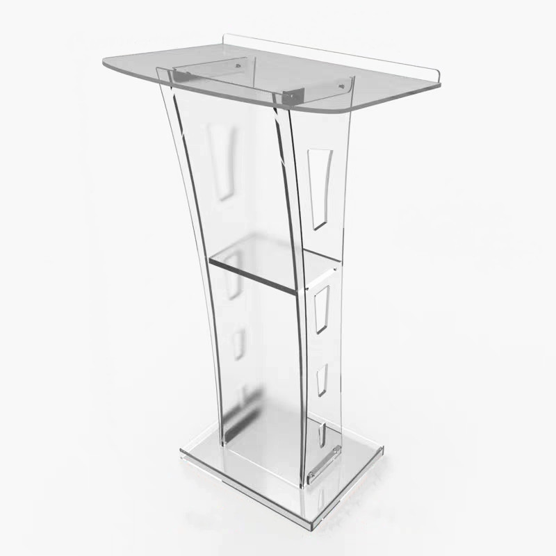 2021 Modern Floor Standing Acrylic Church Pulpit Lectern Podium Plexiglass with Led Light for Sale