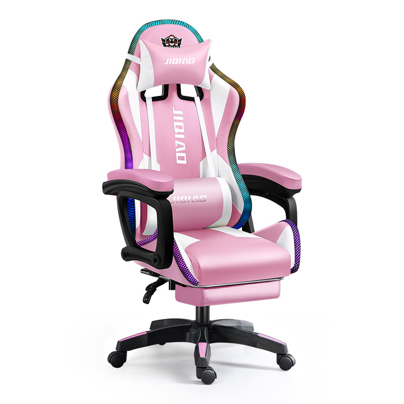 High Back Comfortable pu leather Cover leather ergonomic racing computer game chair silla gamer gaming chairs with footrest