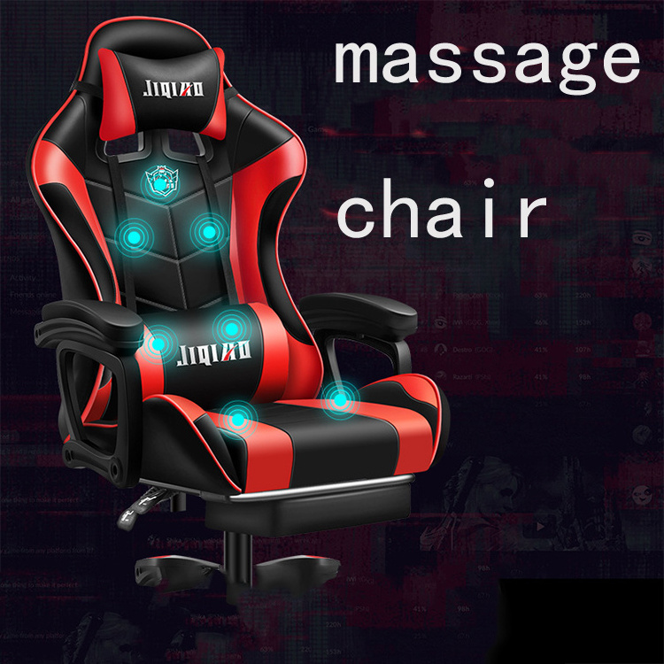 Hot Factory Ergonomic Massage RGB LED Racing Silla Gamer Chair PU Leather Computer Gaming Chair With Lights and Speakers