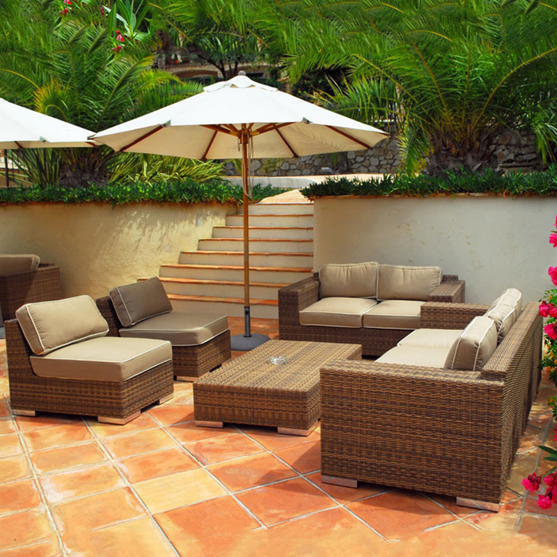 Promotion Popular Competitive courtyard outdoor patio furniture rattan wicker chair corner lounge sofa sofas sets