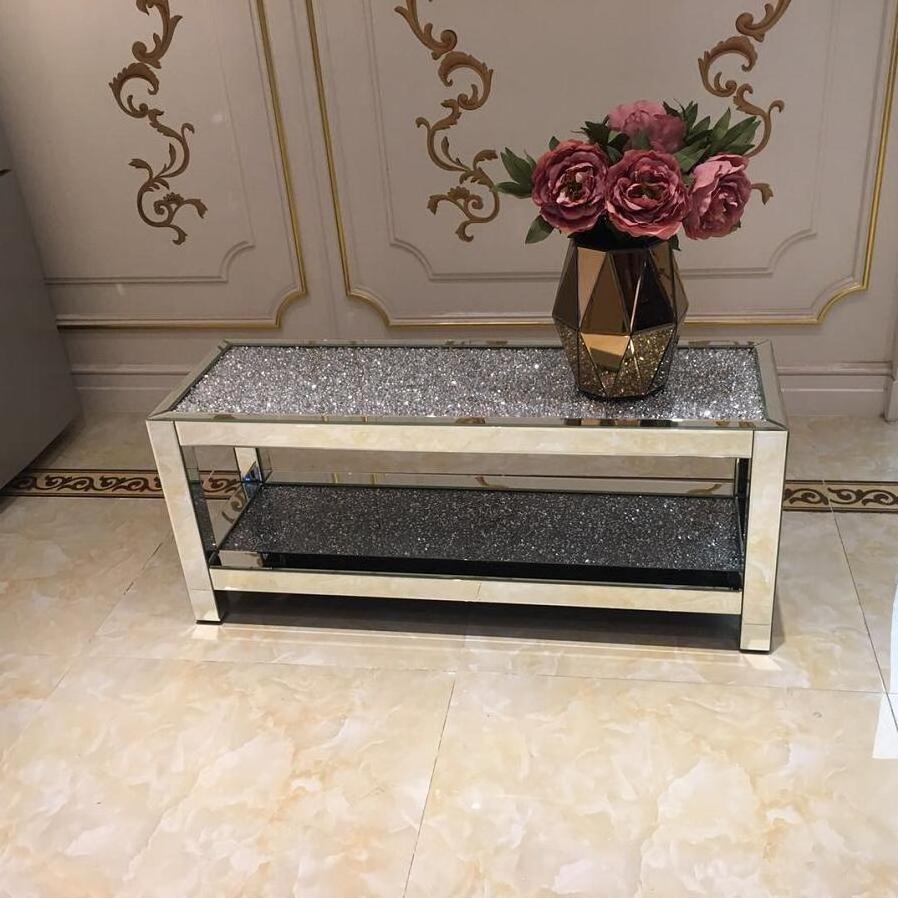 new design ethiopian luxury modern nordic living room furniture square glass mirror diamond top coffee table