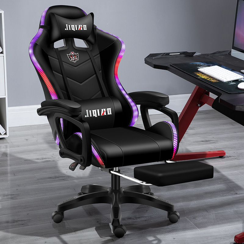 Hot Factory Ergonomic Massage RGB LED Racing Silla Gamer Chair PU Leather Computer Gaming Chair With Lights and Speakers