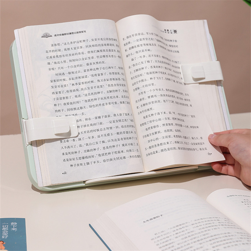 Home Accessories for Studying Adjustable Hands-Free Book Stand for Kids Portable Ergonomic Reading Holder with Paper Clip