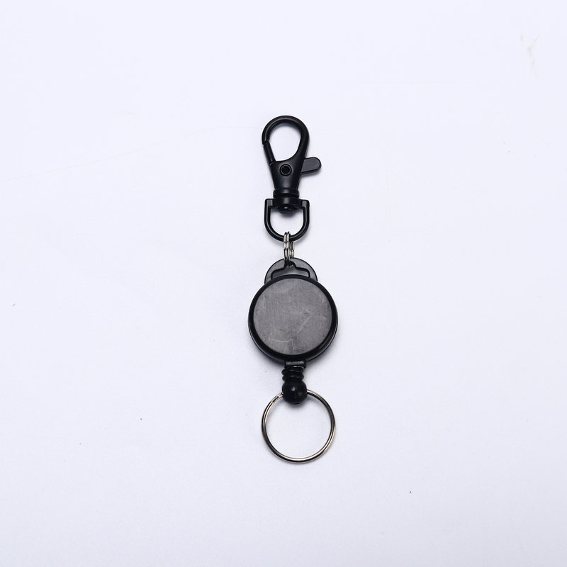 Outdoor Strong Retractable Badge Holders Two Sides Custom Logo Badge Reel With Keychain Hook