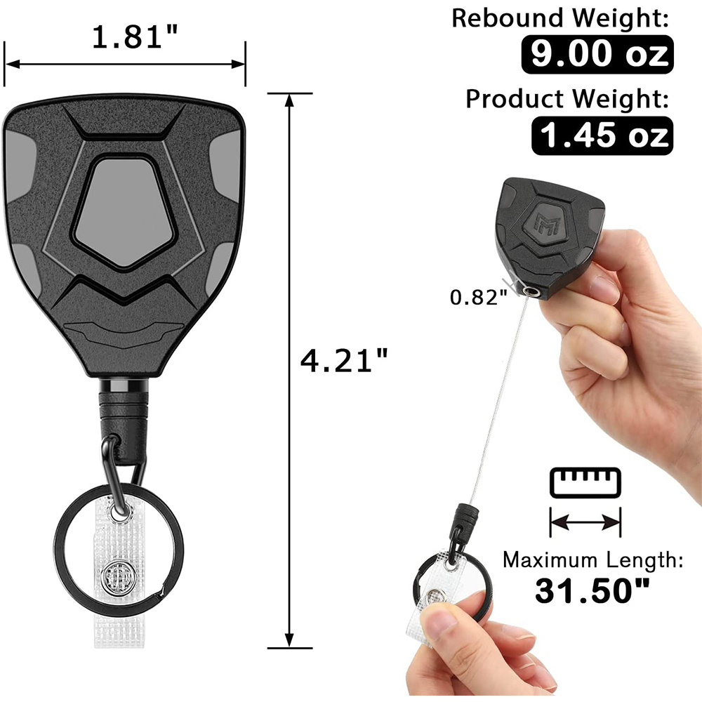 Heavy Duty Retractable Keychain Abs Belt Badge Clip Reel ID Card Holder Retractor with 31.5 inch Steel Cord Fishing Accessories