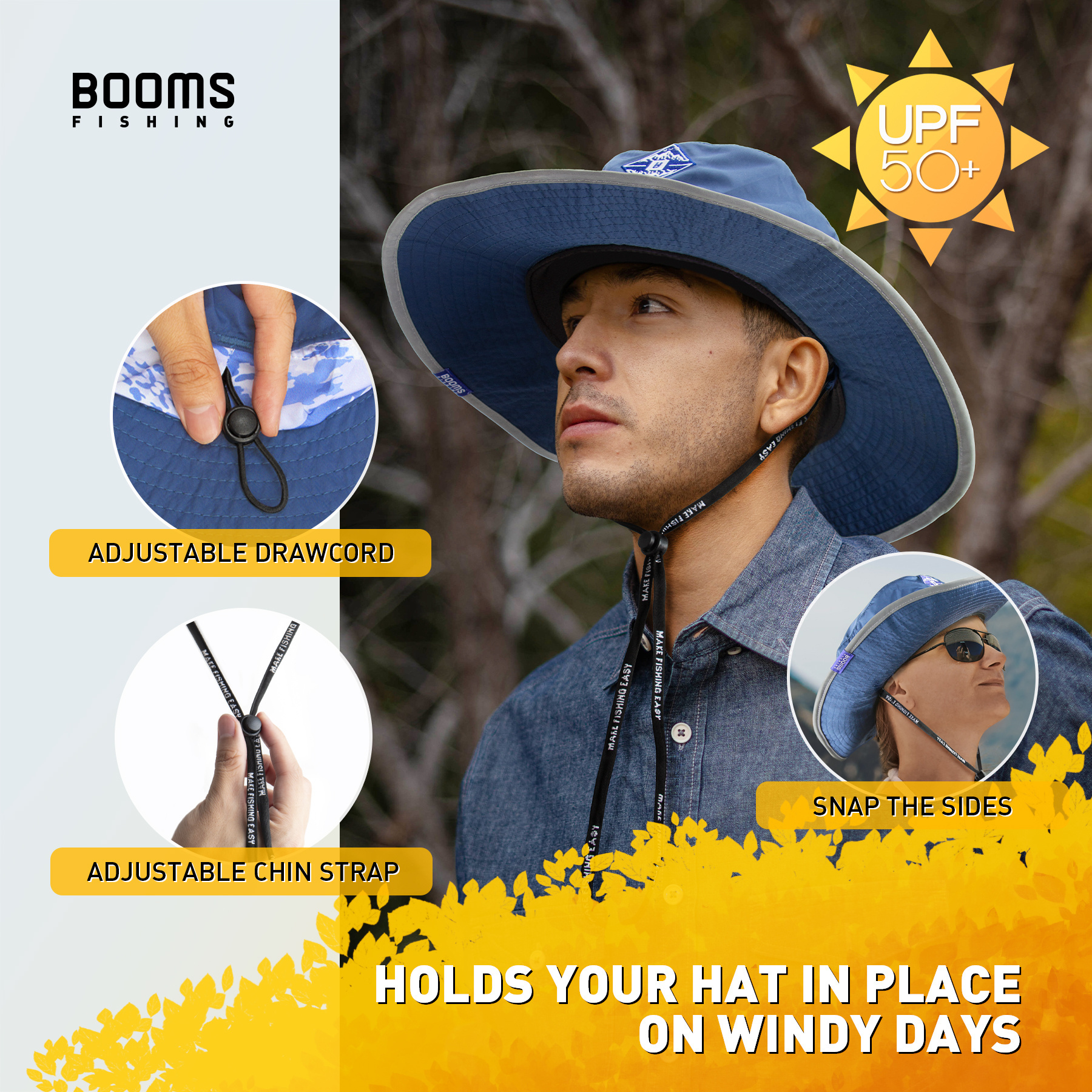 Booms Fishing A01 Breathable Upf 50+ Uv Sun Protection Hat Bucket Hat fishing Hat For Hiking Traveling Safari Beach Golf