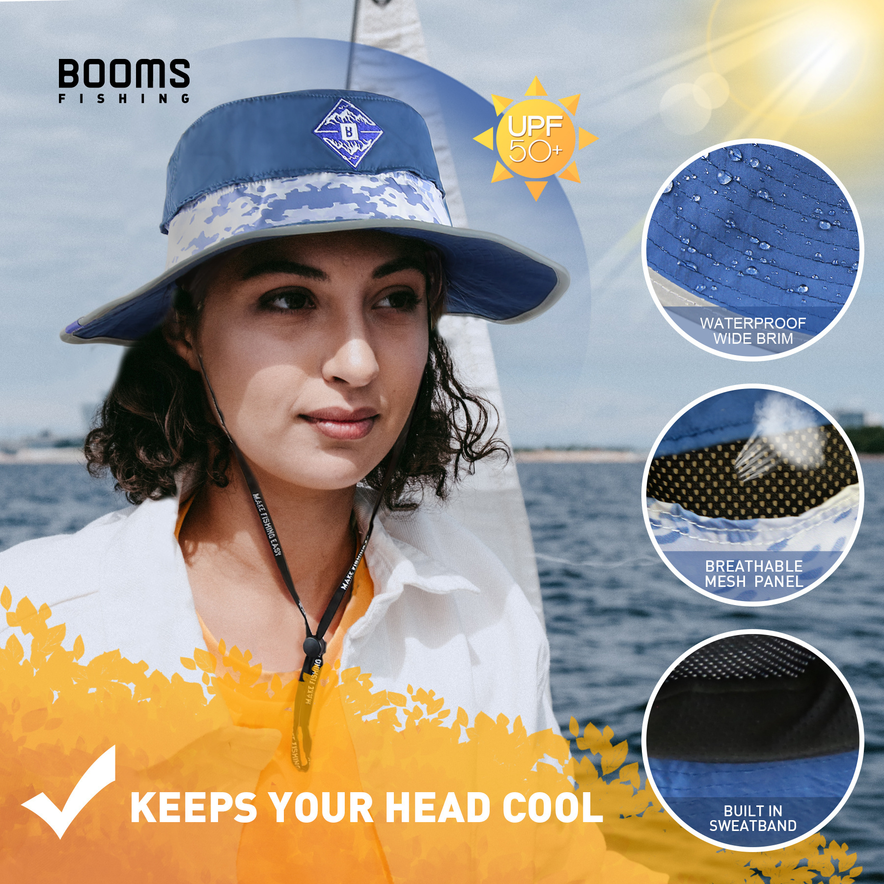 Booms Fishing A01 Breathable Upf 50+ Uv Sun Protection Hat Bucket Hat fishing Hat For Hiking Traveling Safari Beach Golf