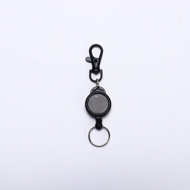 Outdoor Strong Retractable Badge Holders Two Sides Custom Logo Badge Reel With Keychain Hook