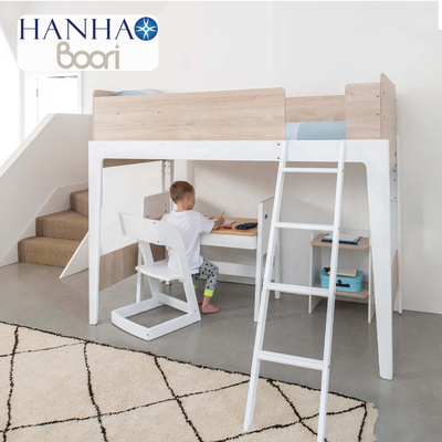 Only B2B Boori Functional Kids Home Furniture Full Size Wood Corner Loft Bed With Stairs