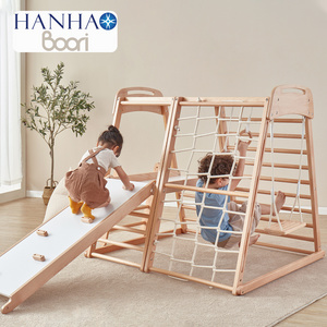Only B2B Boori Kid Wooden Climbing Toys Toddler Indoor Wood 3 In 1 Climbing Frame With Children Swing