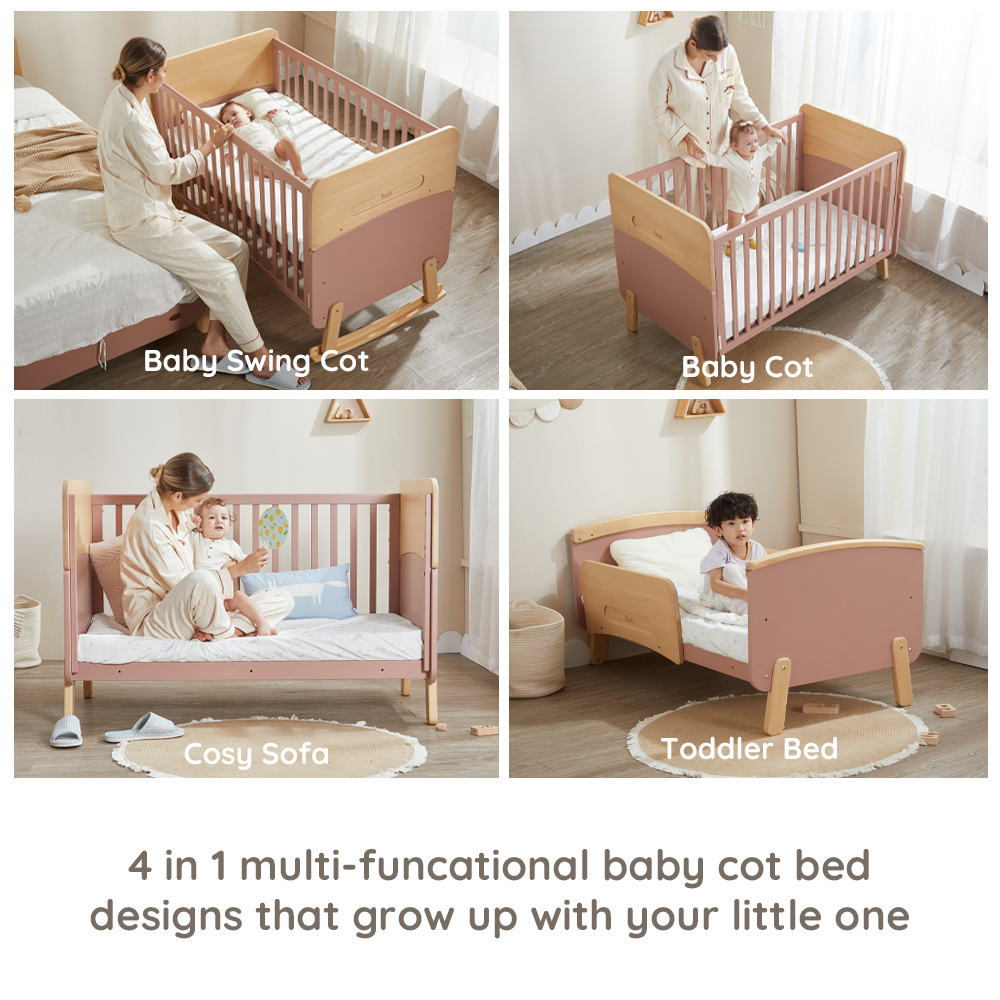 Only B2B Boori 3 in 1 Wood Baby Swing Cribs Convertible Wooden Cot Bed