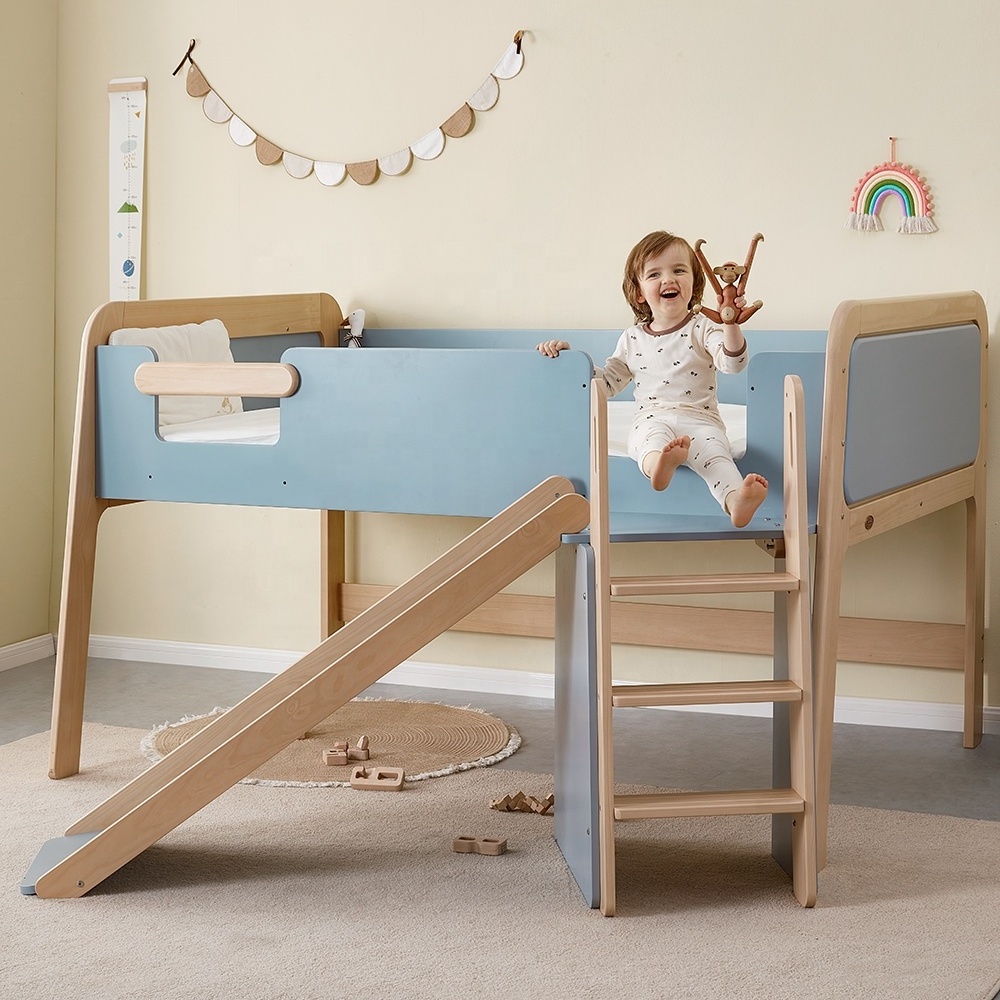 Only B2B Boori Modern Wooden Kids Furniture Toddler Single Loft Bed Full Queen Size Low Kids Loft Bed With Stairs