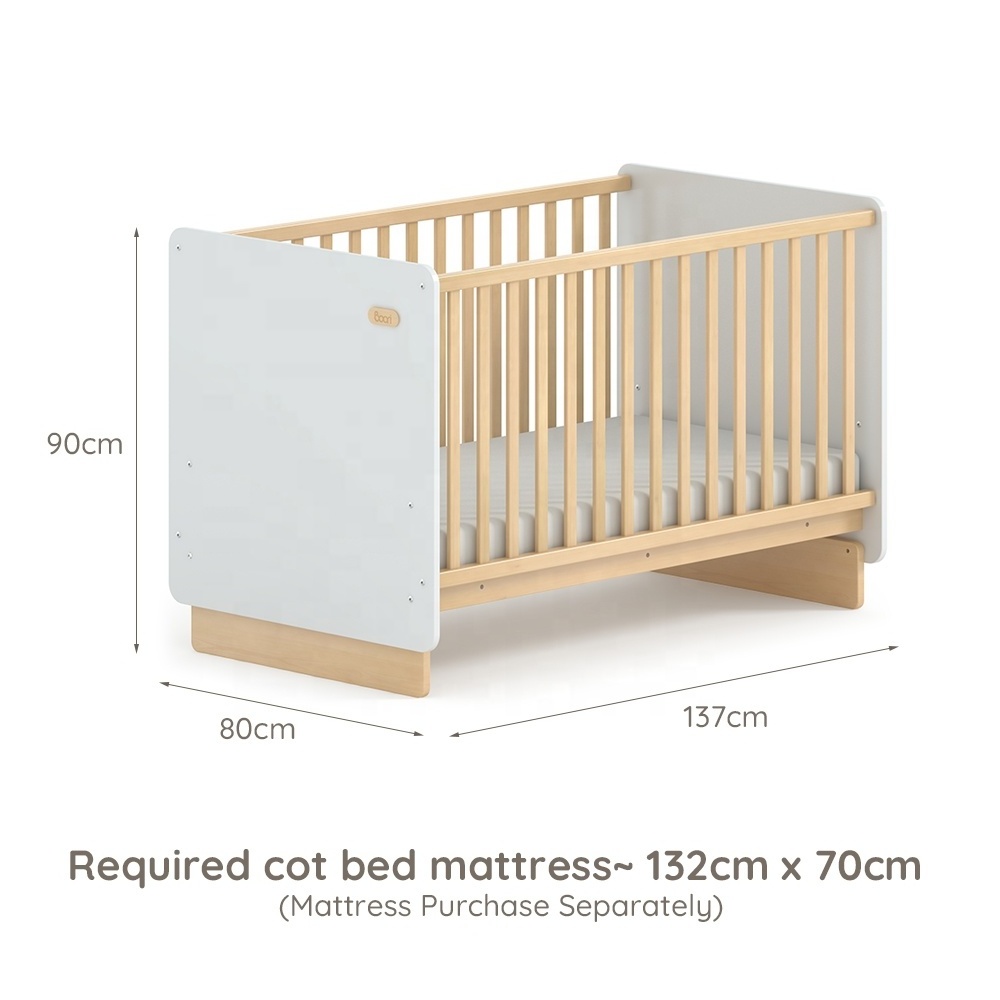 Only B2B Boori EN 716 Standards Modern Convertible Wooden Nursery Baby Cot Bed Crib For Baby Bedroom Furniture