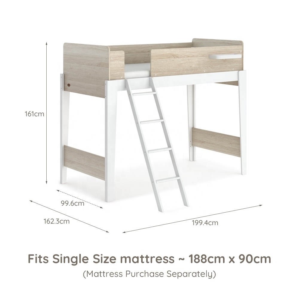 Only B2B Boori Functional Kids Home Furniture Full Size Wood Corner Loft Bed With Stairs