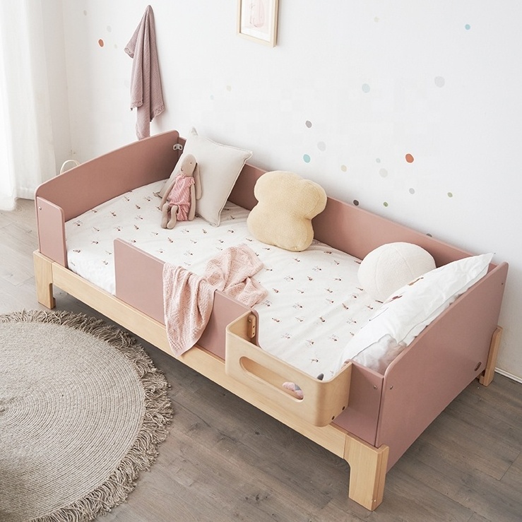 Only B2B Boori Pink Twin Size Single Kids Bed Baby Toddler Bed Frame Wood For Small Room