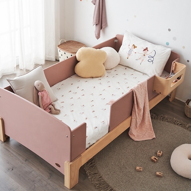 Only B2B Boori Pink Twin Size Single Kids Bed Baby Toddler Bed Frame Wood For Small Room