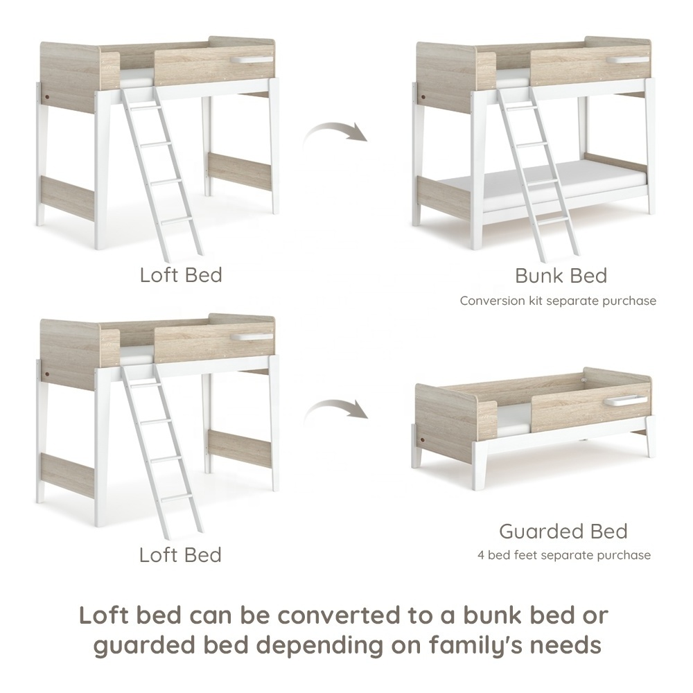 Only B2B Boori Functional Kids Home Furniture Full Size Wood Corner Loft Bed With Stairs