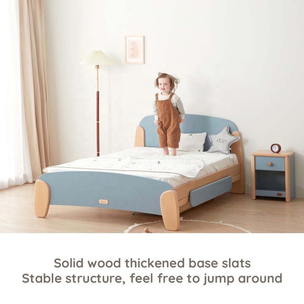 Only B2B Boori Custom Nordic Modern Classic Hard Solid Rubber Wood Kids Double Bed Designs For Rooms