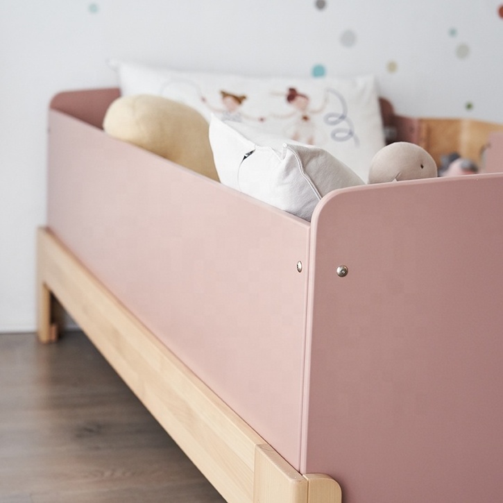 Only B2B Boori Pink Twin Size Single Kids Bed Baby Toddler Bed Frame Wood For Small Room