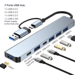 Distributor 7-in-1 Adapter type c 3.0 usb hub Dual head usb/type c 3.0 usb hub PD5W Transfer c