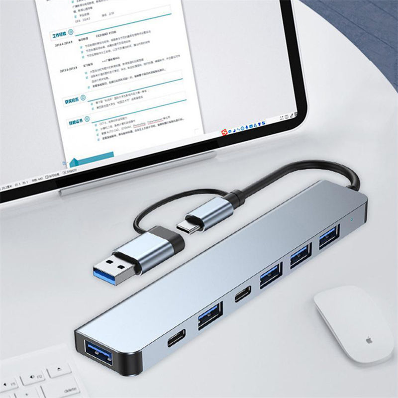 Distributor 7-in-1 Adapter type c 3.0 usb hub Dual head usb/type c 3.0 usb hub PD5W Transfer c