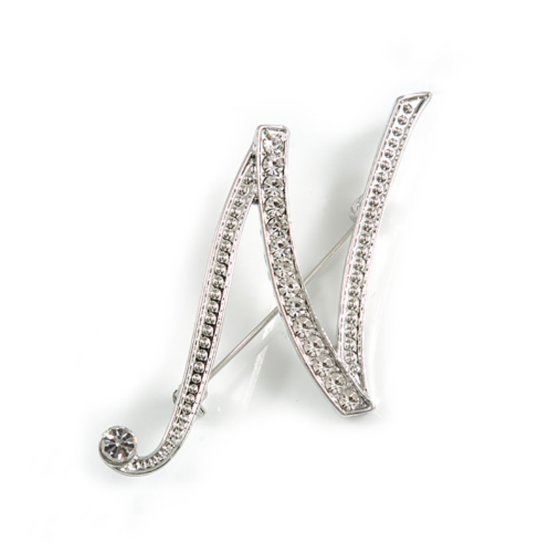 Wholesale Fashion Jewelry Brooch Pin Rhinestone Initial Brooch Letter Lapel Pin Dress Decoration Safety Pin