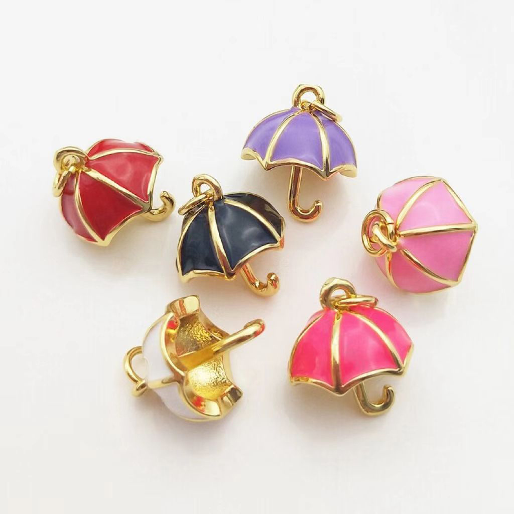 Multi Colorful Enamel Umbrella Charm Pendant for DIY Jewelry Making Accessories