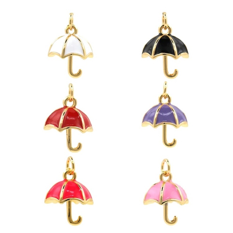 Multi Colorful Enamel Umbrella Charm Pendant for DIY Jewelry Making Accessories