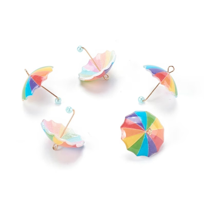 Multi Colorful Enamel Umbrella Charm Pendant for DIY Jewelry Making Accessories