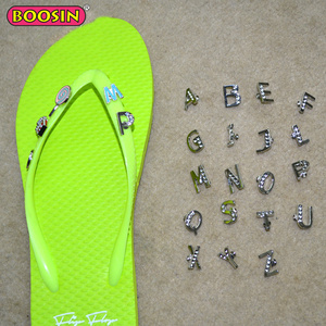 Hot Sell Sandals Flip Flop Accessories, Crystal letter Stud Charms For Flip Flop Decoration