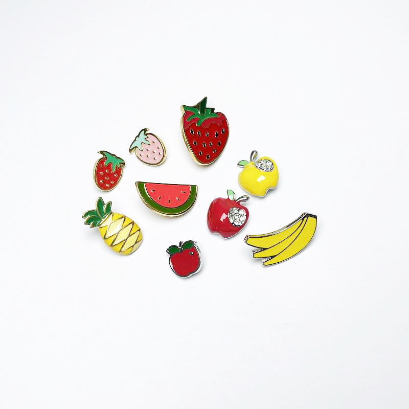 Hot-selling Enamel Fruit Food Metal Studs Flip Flop Decorations Shoes Decoration Charms Accessories