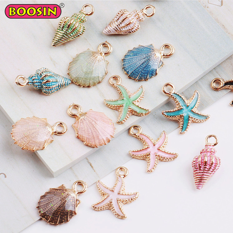 Summer Style Jewelry Charm Ocean Enamel Starfish Shell Conch Sea Charms Wholesale