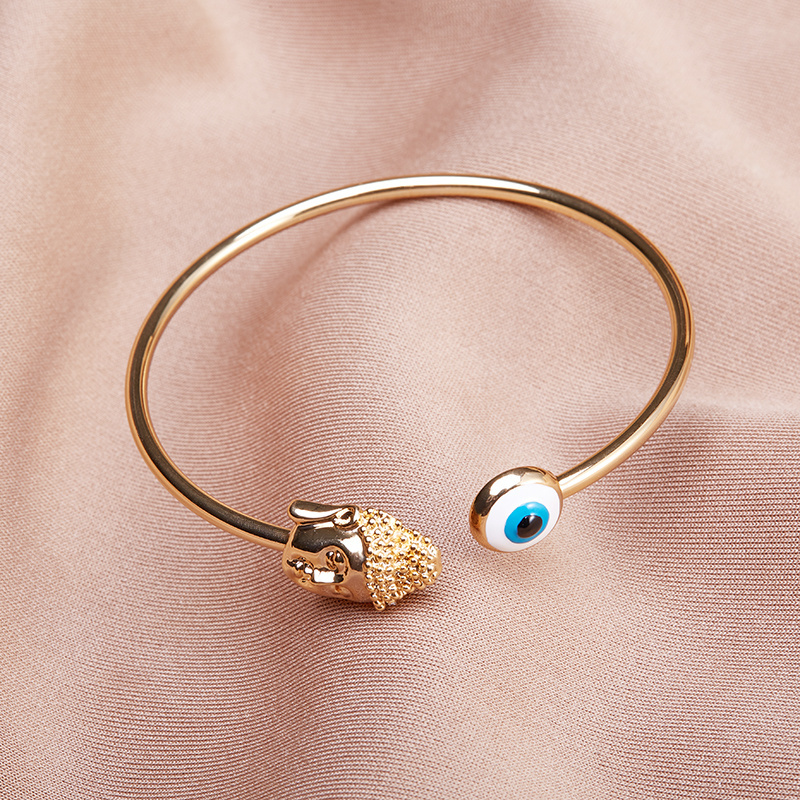 Wholesale Custom Gold Tone Enamel Evil Eye Buddha Fashion Cuff Bangle Bracelets Jewelry