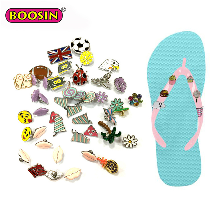 Custom Personalized Bulk Flip Flops Metal Decoration Slippers Accessories for men making