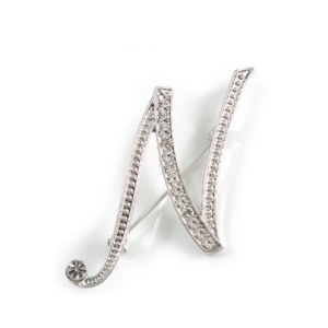 Wholesale Fashion Jewelry Brooch Pin Rhinestone Initial Brooch Letter Lapel Pin Dress Decoration Safety Pin