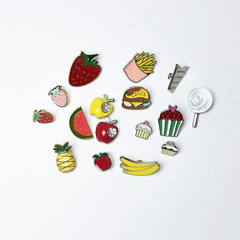 Hot-selling Enamel Fruit Food Metal Studs Flip Flop Decorations Shoes Decoration Charms Accessories