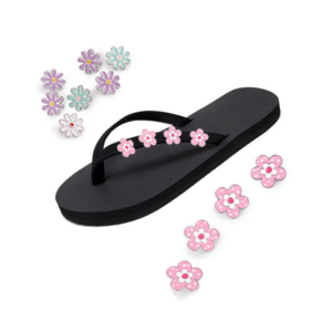 Enamel Flip Flop Decorations Colorful Charms Buckles Removable DIY Metal Shoes Decoration Accessories