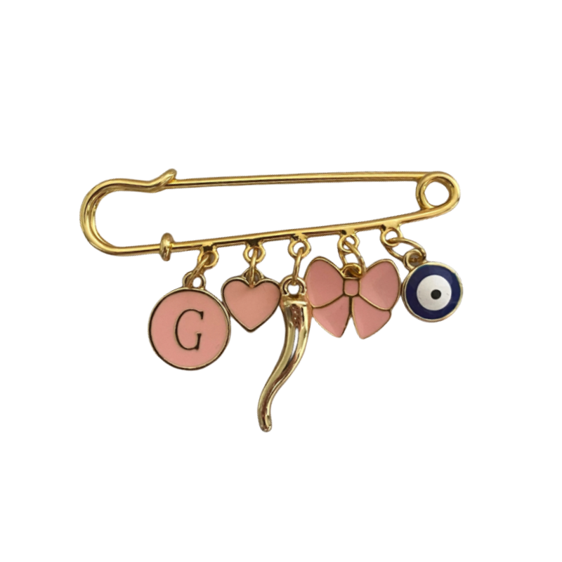 Personalized Baby Protection Keepsake Pin Baby Stroller Pin With Italian Cornicello charms Decorations