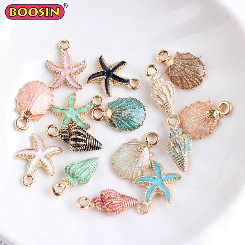 Summer Style Jewelry Charm Ocean Enamel Starfish Shell Conch Sea Charms Wholesale