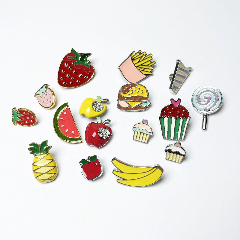 Hot-selling Enamel Fruit Food Metal Studs Flip Flop Decorations Shoes Decoration Charms Accessories