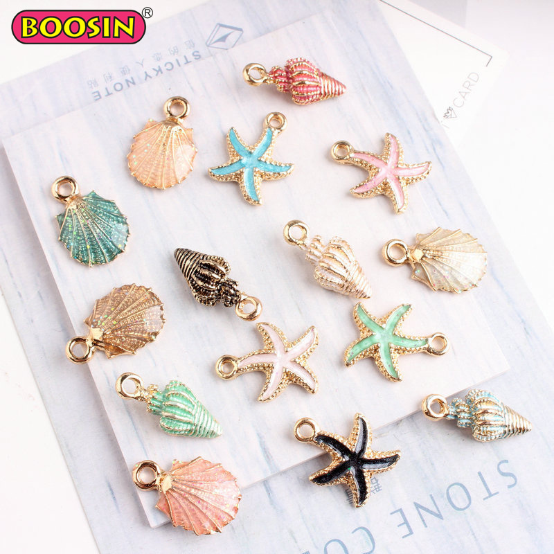 Summer Style Jewelry Charm Ocean Enamel Starfish Shell Conch Sea Charms Wholesale